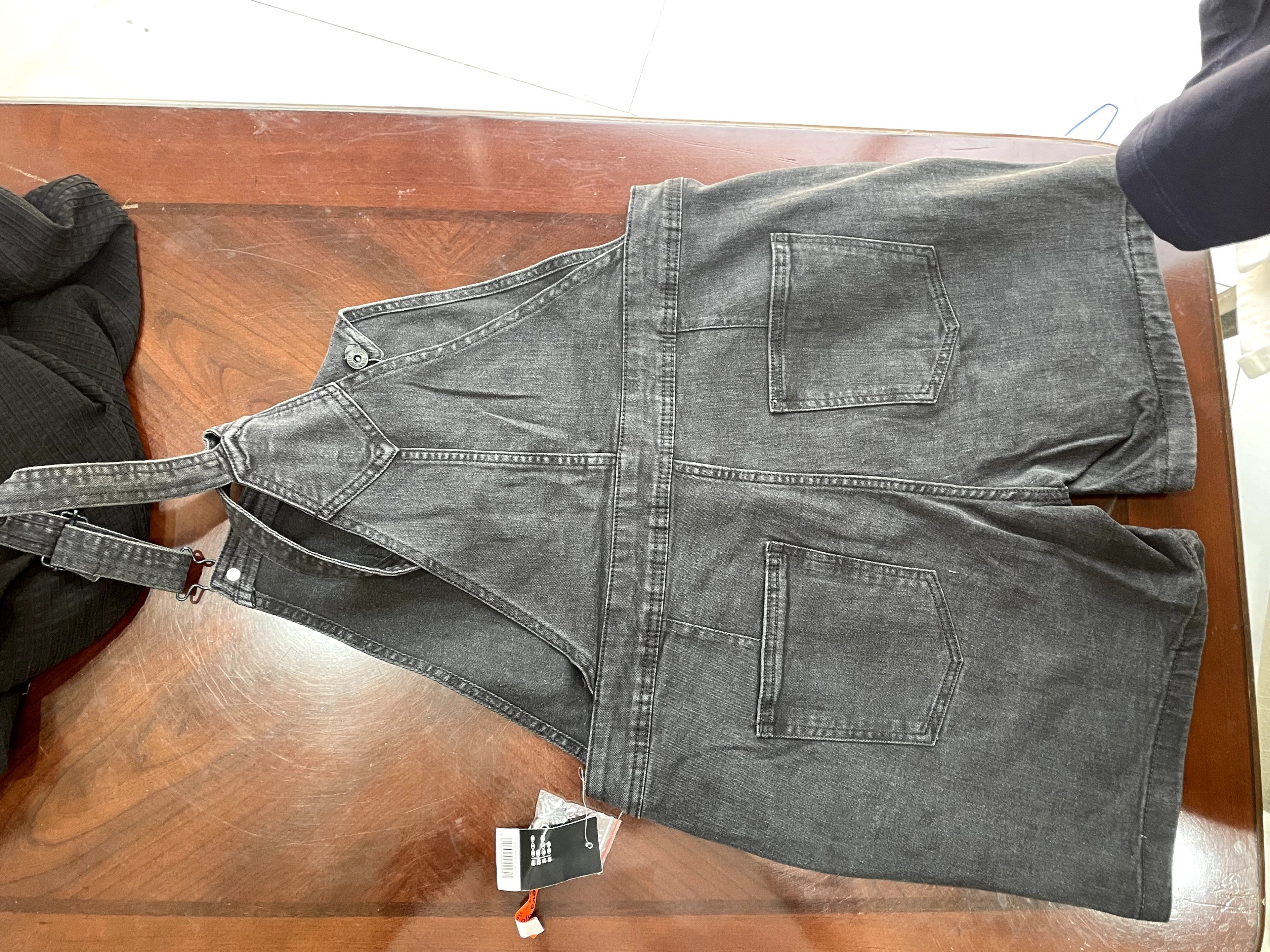 esmara Charcoal Grey Denim Short Overalls with Bib Pocket