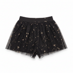 femi9 Women's Black Metallic Floral Pleated Tulle Skirt