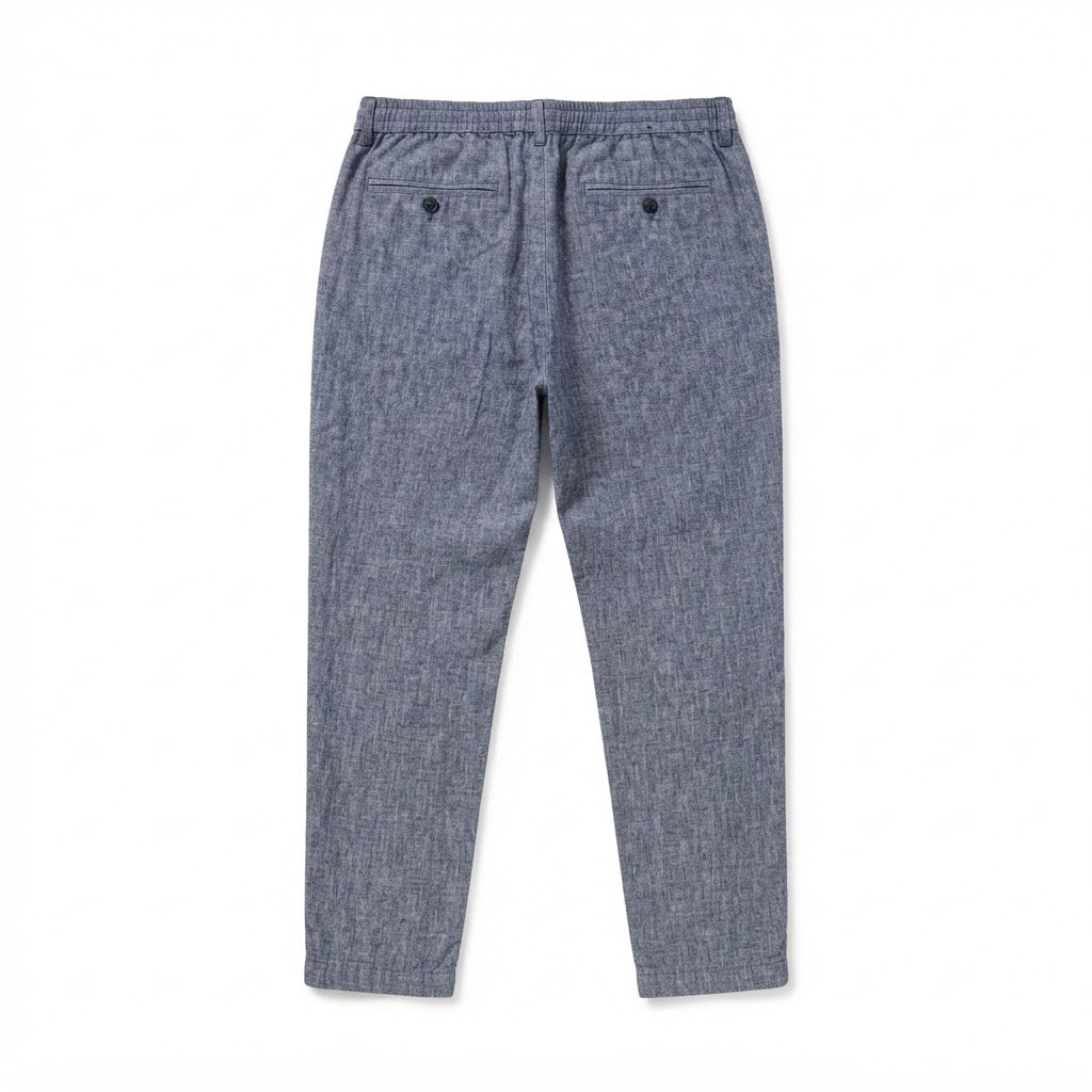 BANANA REPUBLIC Men's Blue Textured Linen Blend Drawstring T