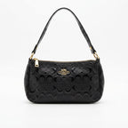 COACH NEW YORK Black Embossed Patent Leather Shoulder Bag
