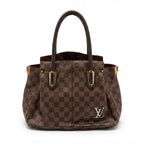LOUIS VUITTON PARIS Brown Checkered Structured Top-Handle To