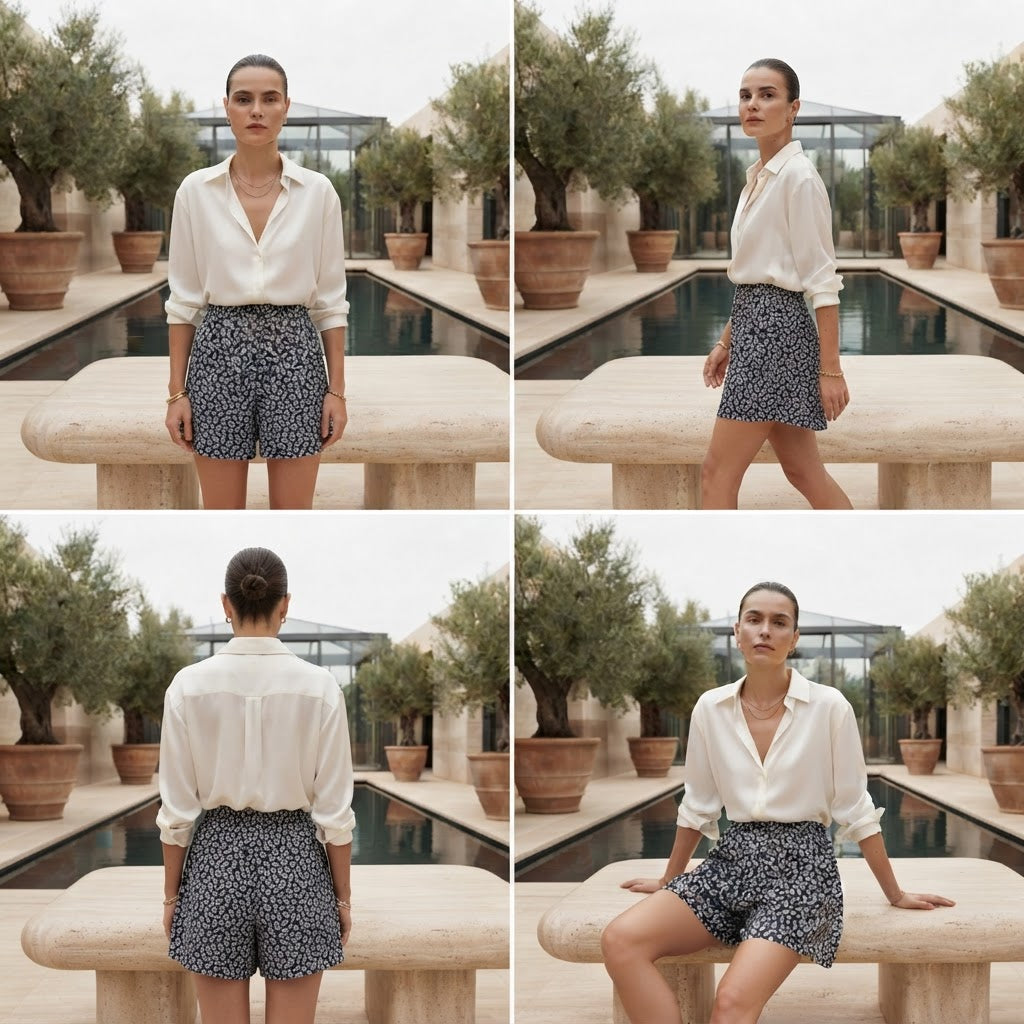 Navy Blue Floral Ditsy Mini Skirt with Elastic Waist