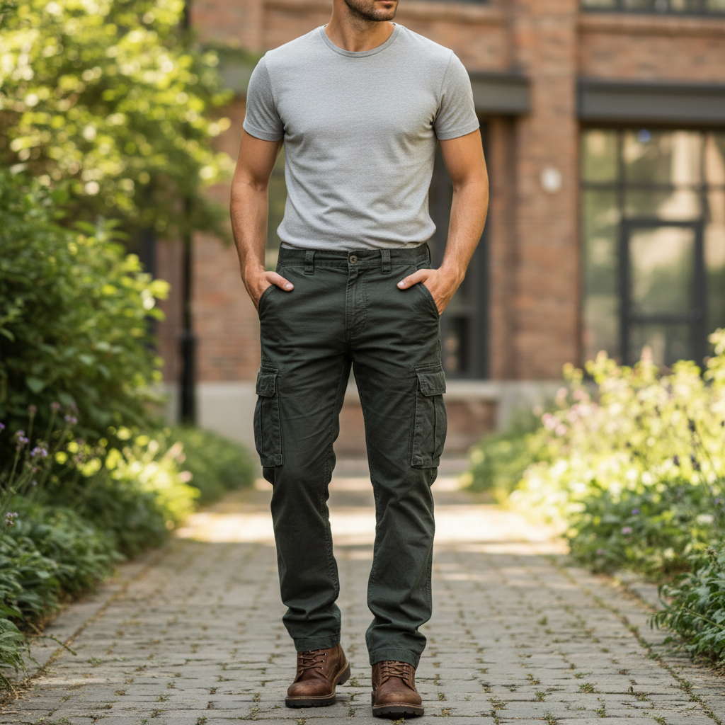 Men's Premium Olive Green Cotton Ripstop Cargo Pants