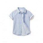 Next Kids Blue & White Striped Short Sleeve Cotton Shirt