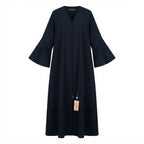 SHADER Deep Navy Black Crepe Abaya with Beaded Butterfly Cuf