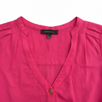 Cortefiel Women's Fuchsia Pink Roll-Tab Sleeve Blouse