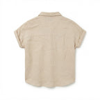 dotti. Women's Beige Relaxed Short-Sleeve Linen Blend Shirt