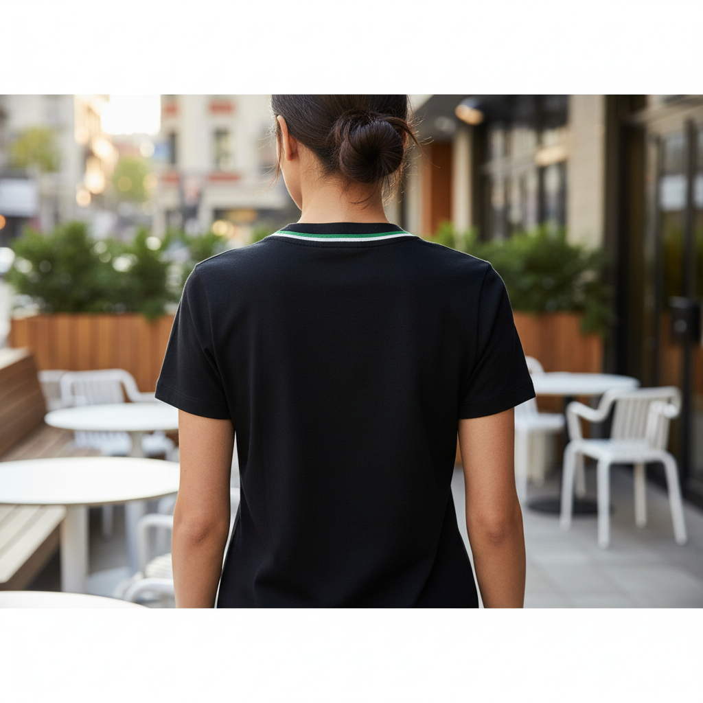 LACOSTE Women's Black Graphic Logo Crew Neck T-Shirt