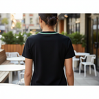 LACOSTE Women's Black Graphic Logo Crew Neck T-Shirt