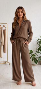 Women's Yellow Rayon Shirt and Pants Set
