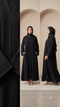 Women's Black Pintuck Detailed Modest Abaya