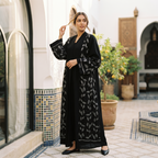 Elegant Black Embroidered Sequin Abaya
