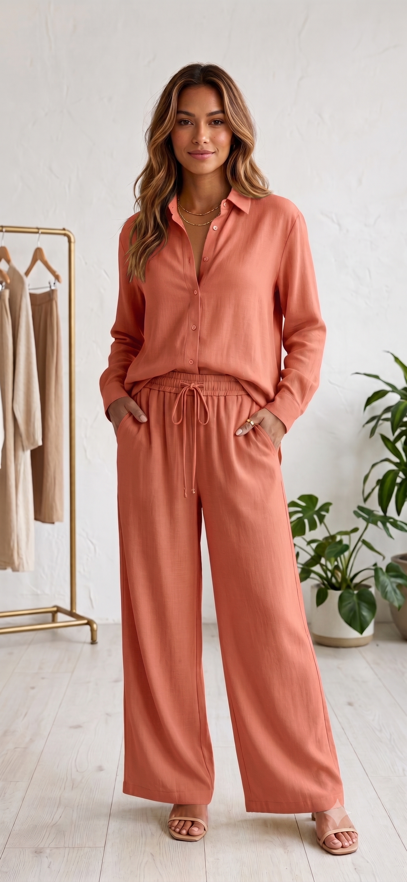 Women's Yellow Rayon Shirt and Pants Set