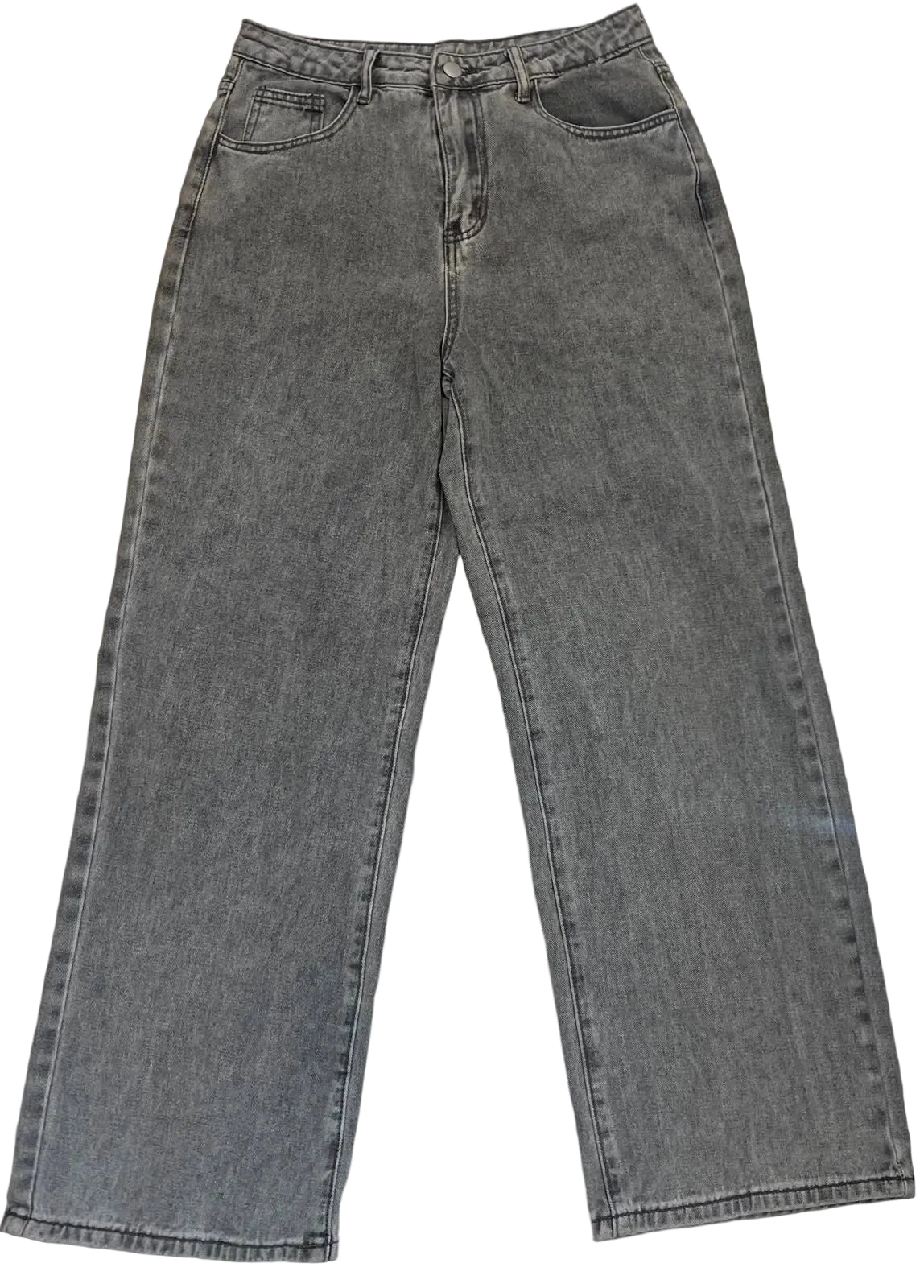 Unisex High-Waisted Wide Leg Grey Denim Jeans