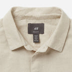 H&M Women's Beige Linen Short Sleeve Button Down Shirt