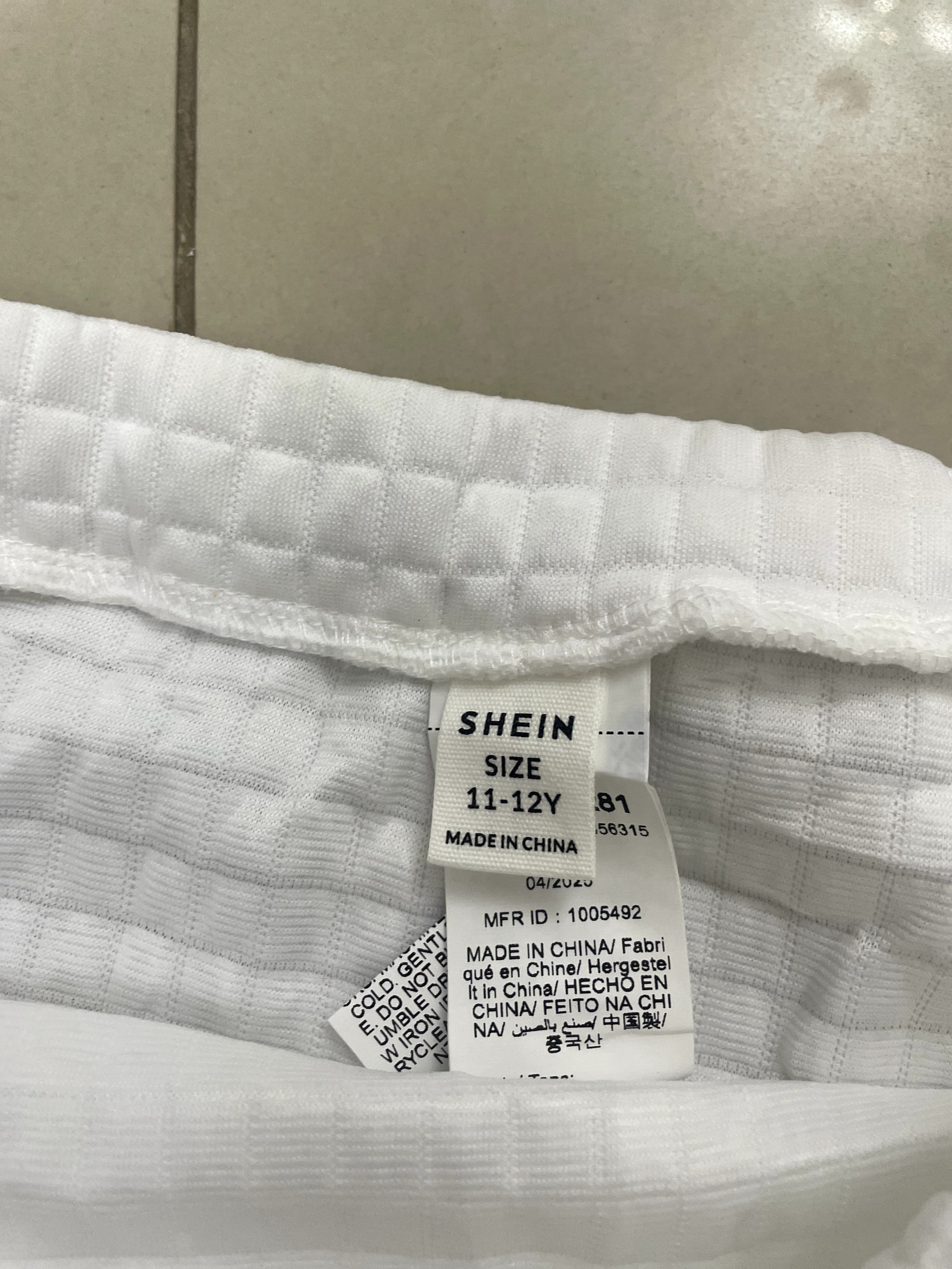 SHEIN White Quilted Grid Mini Skirt for Girls