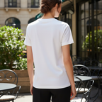 LACOSTE Women's Classic White Cotton Crew Neck T-Shirt