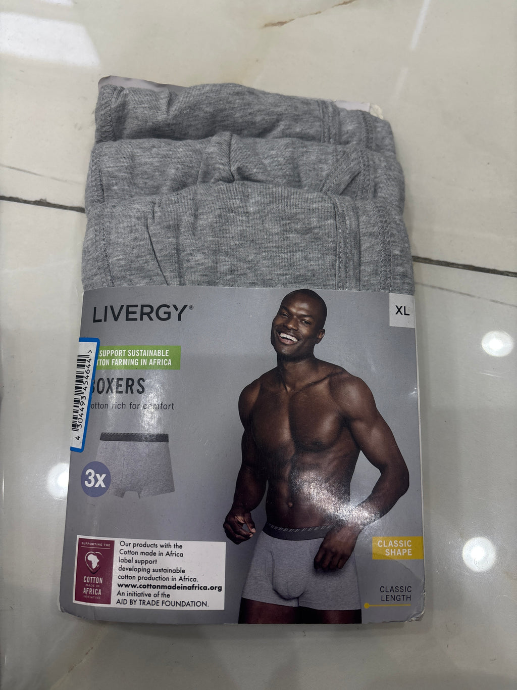 Livergy Men's Classic Cotton Boxer Briefs - Grey
