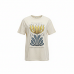 Pull&Bear Off-White Graphic Floral T-Shirt - Size S