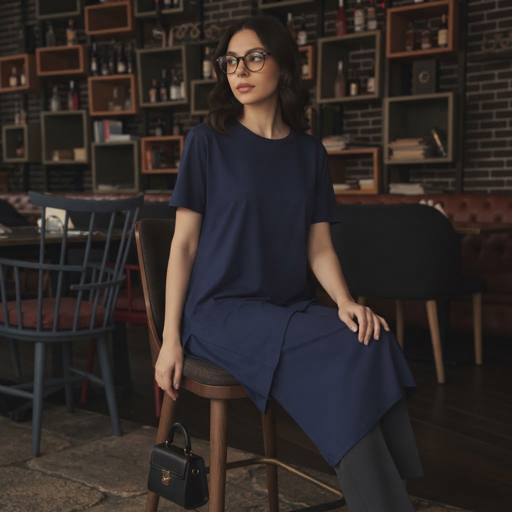 KOOKAÏ Navy Blue Short Sleeve Crew Neck Cotton Jersey T-Shir