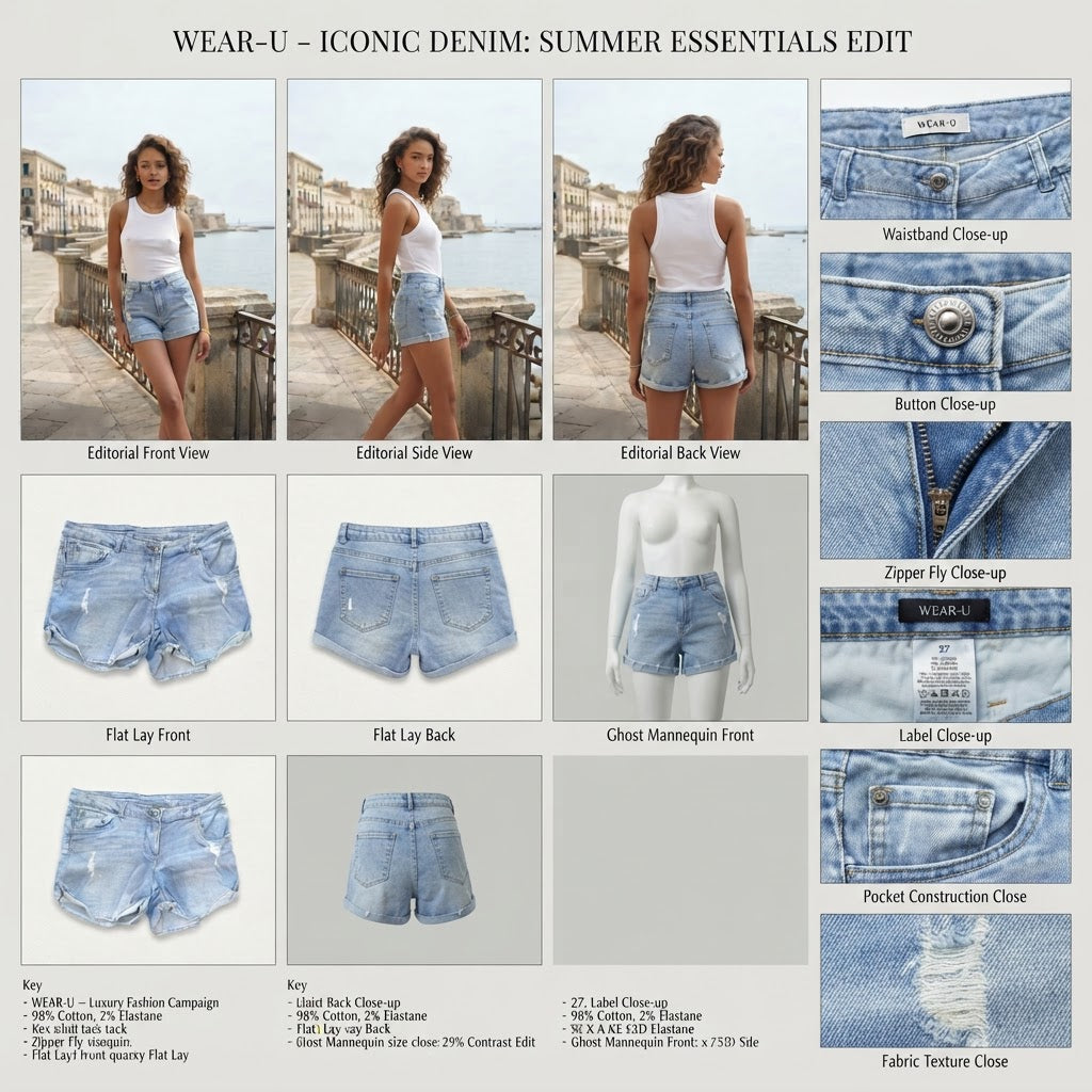 Light Wash Distressed Denim Shorts with Frayed Hem