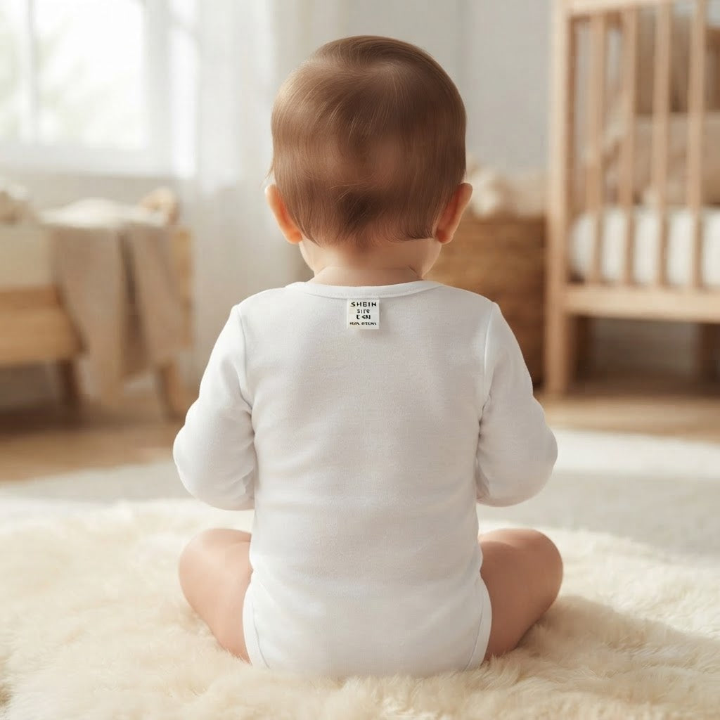 SHEIN SHEIN White Long-Sleeve Baby Bodysuit with Snap Closur
