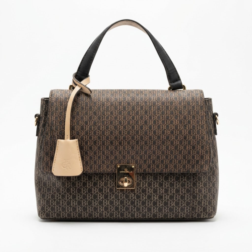 Chrisbella Monogram Top-Handle Flap Bag