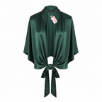 SHEIN Women's Green Satin Halter Tie-Front Top
