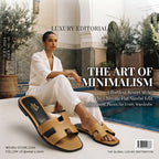 HERMÈS Brown Pebbled Leather H-Strap Flat Sandals