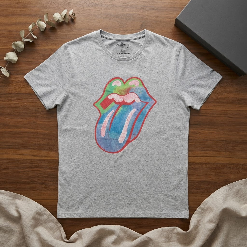Springfield Heather Grey Rolling Stones Tie-Dye Graphic T-Sh