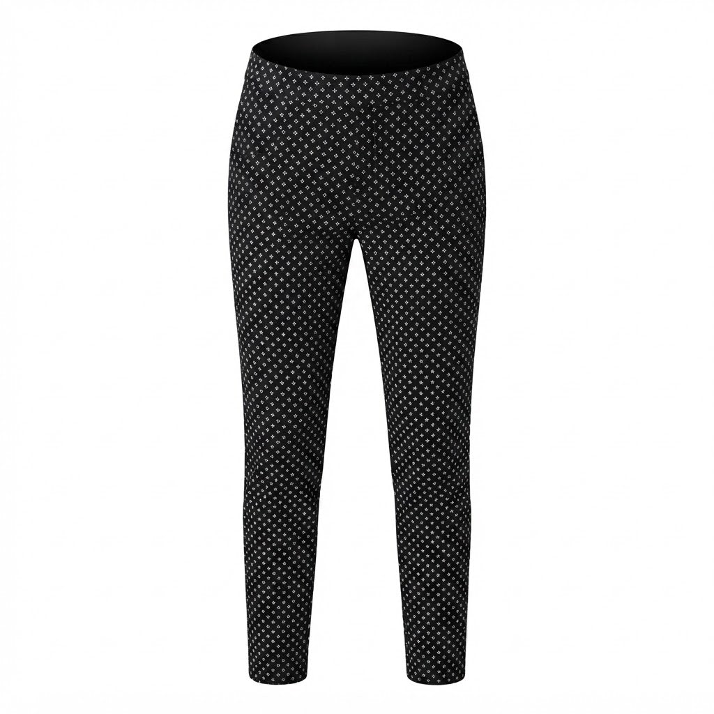 Women's Black and black Geometric Print Slim-Fit Trousers