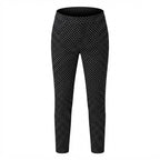 Women's Black and black Geometric Print Slim-Fit Trousers