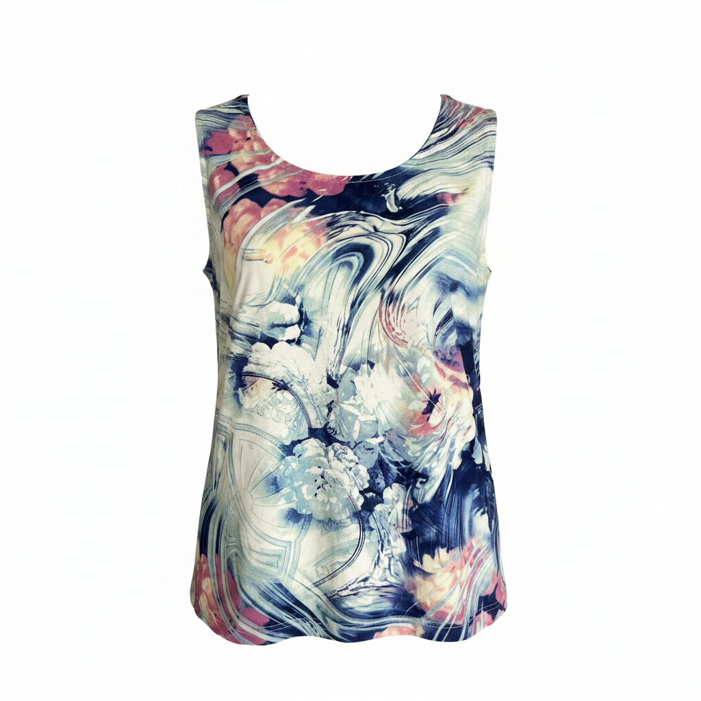 Paula Women's Abstract Swirl Print Sleeveless Tank Top