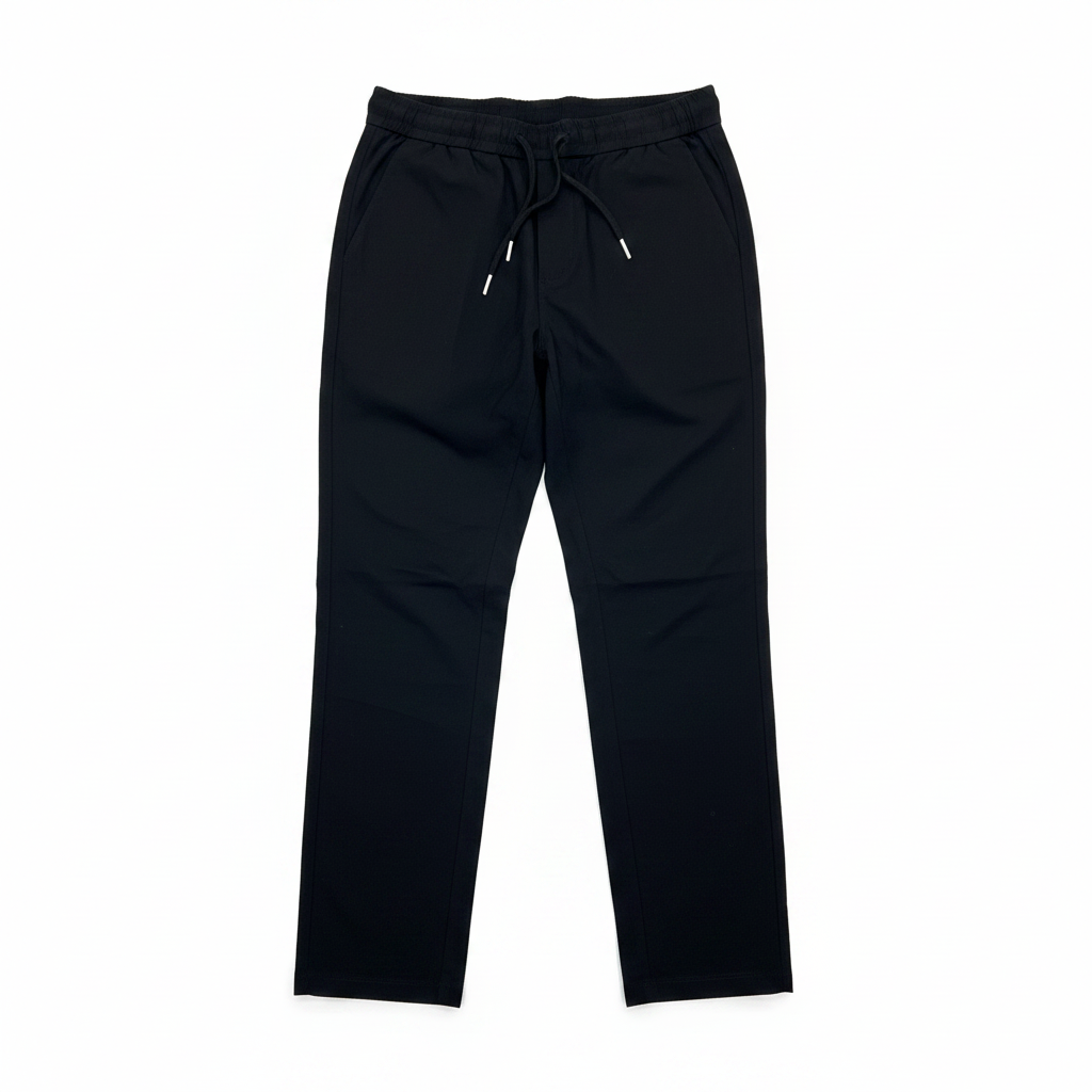 Mataria Men's Black Tapered Drawstring Trousers