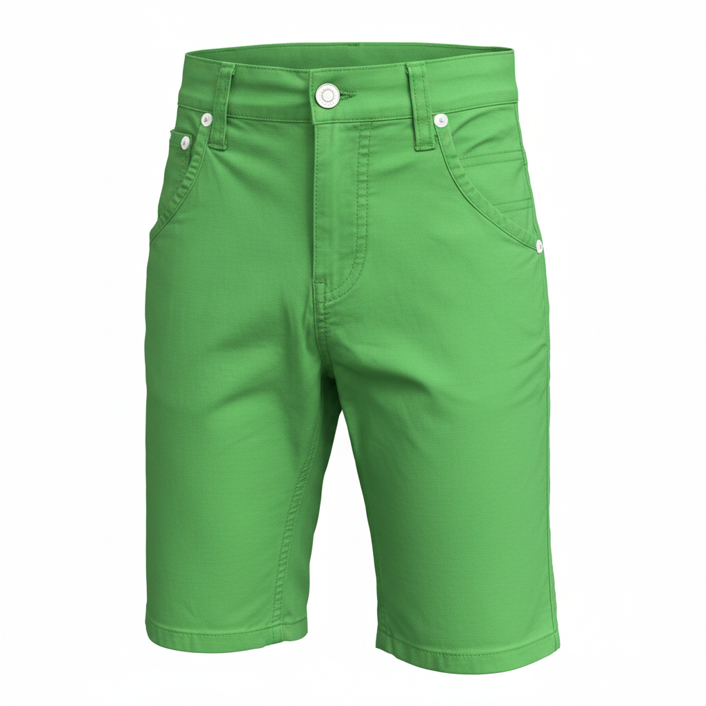 name it. Kids' Bright Green Button-Fly Woven Cotton Shorts