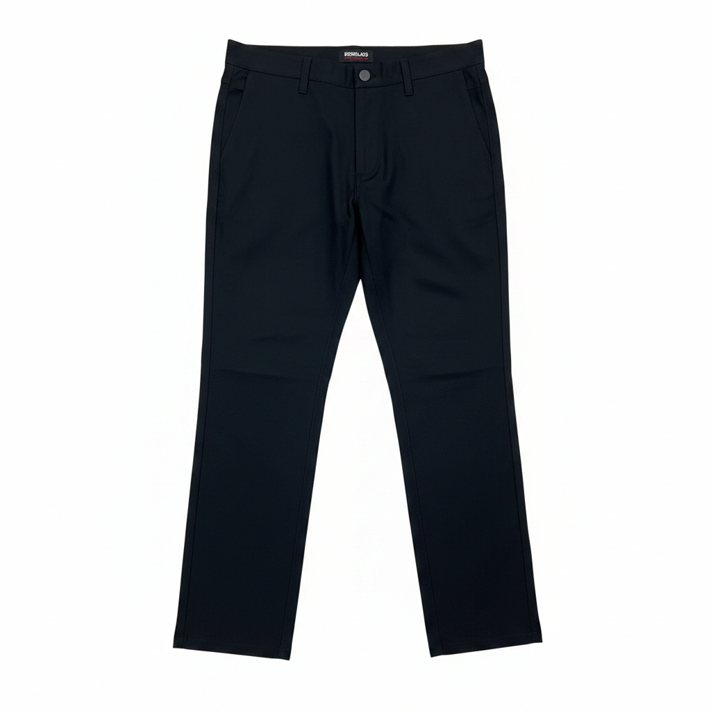 Men's Kirkland Black Flat Front Chino Trousers