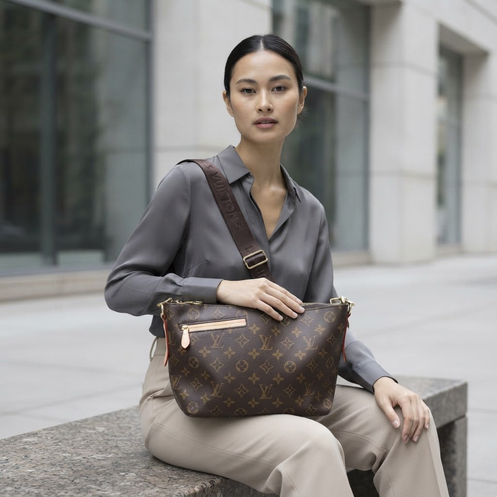 LOUIS VUITTON Monogram Canvas Crossbody Bag with Textile Str