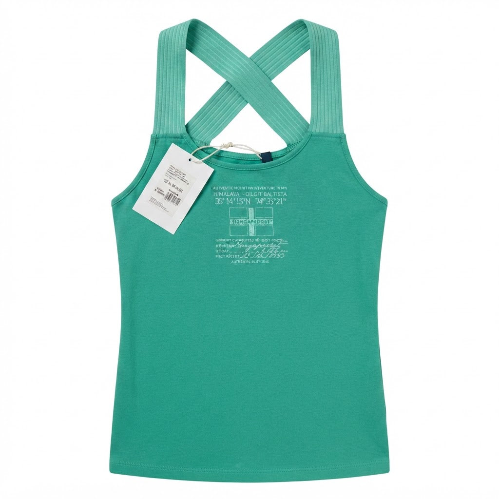 NANGAPARBAT Women's Mint Green Cross-Back Activewear Tank To