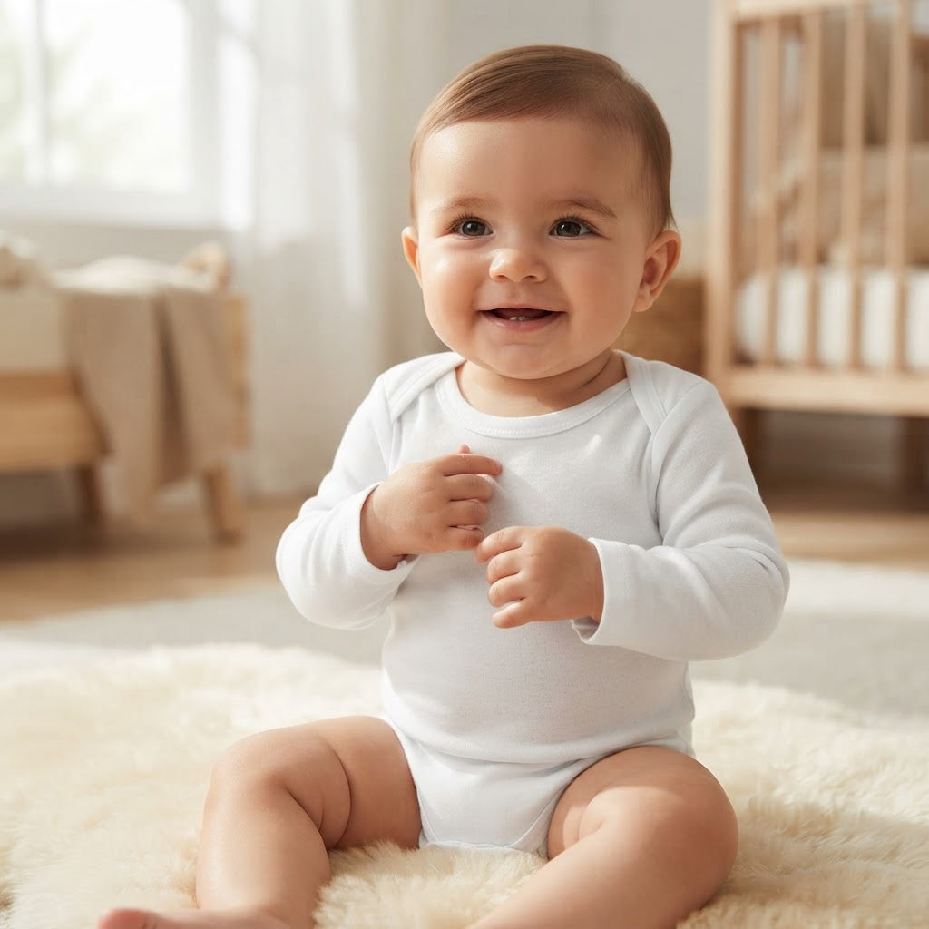 SHEIN SHEIN White Long-Sleeve Baby Bodysuit with Snap Closur