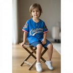 SHEIN Royal Blue California Script Kids Baseball Jersey