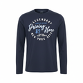 Livergy Men's Navy Long Sleeve Graphic T-Shirt - Size L