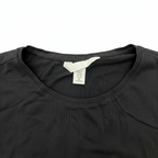 Kids H&M Basic Black Ribbed Crew Neck T-Shirt - Size M