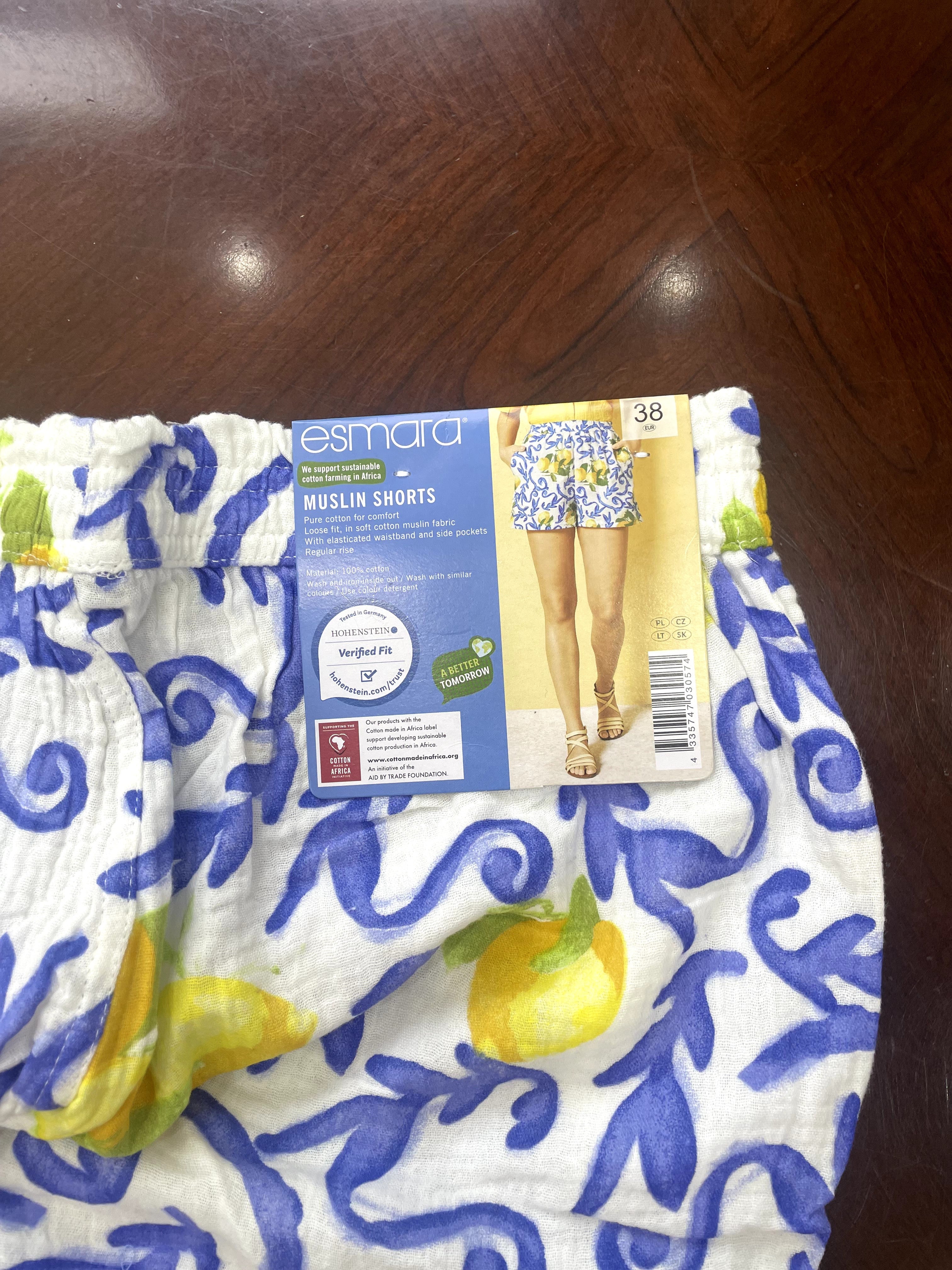 Women's Lemon Print Muslin Shorts in white and White