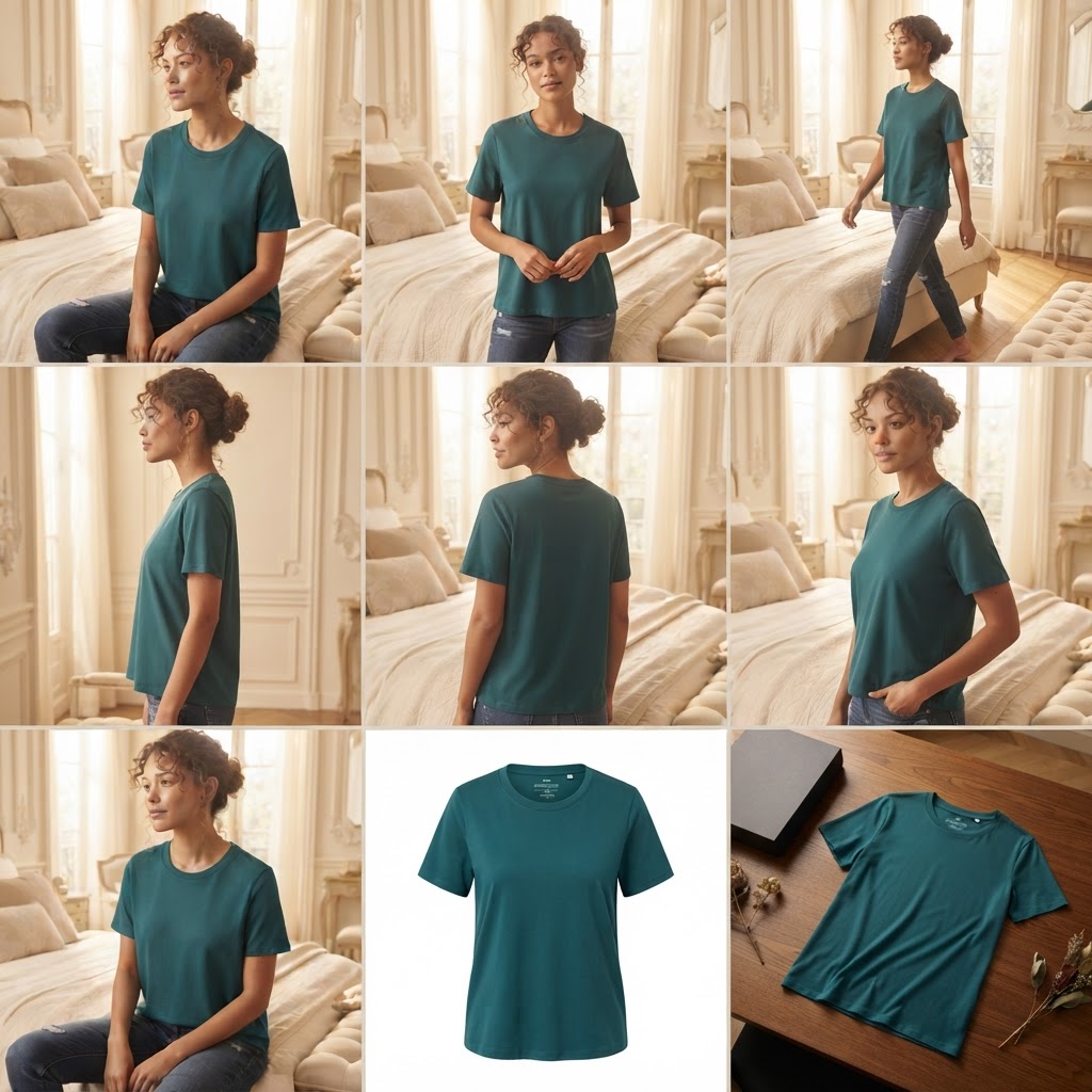 Deep Teal Relaxed Fit Boxy Crew Neck T-Shirt
