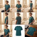 Deep Teal Relaxed Fit Boxy Crew Neck T-Shirt