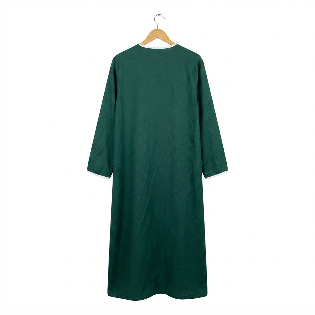 SHEIN Women's Dark Green Open-Front Abaya with dark green Pi