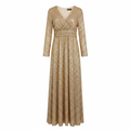 Gold Sequin V-Neck Long Sleeve Maxi Dress - Juli Collection