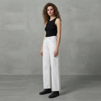 Conbipel White Wide Leg Stretch Jeans with Contrast Stitchin