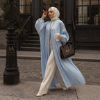 Powder Blue Crinkle Organza Floor-Length Abaya Dress