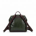 Forest Green Leather Casual Everyday Backpack